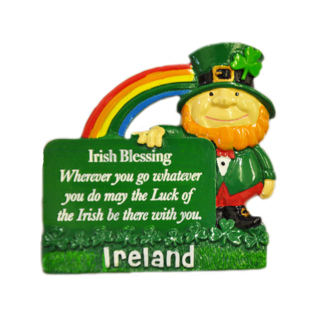 Resin Magnet With Leprechaun & Irish Blessing