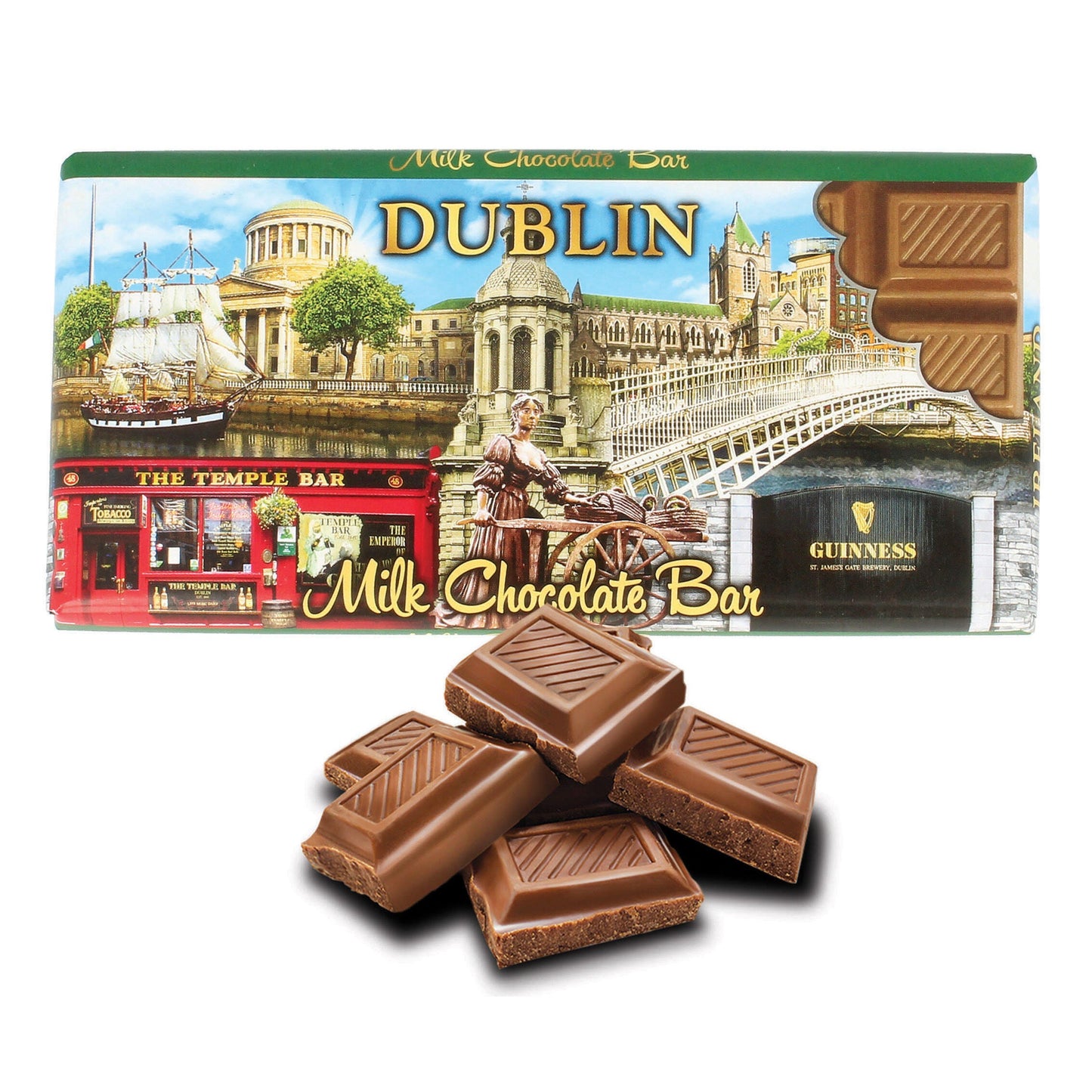 Dublin Famous Landmarks Montage Designed Irish Milk Chocolate 100g