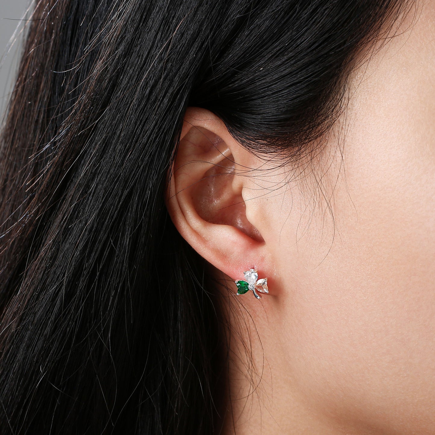 Grá Collection Silver Plated Shamrock With Tri Cubic Zirconia Stones Earrings