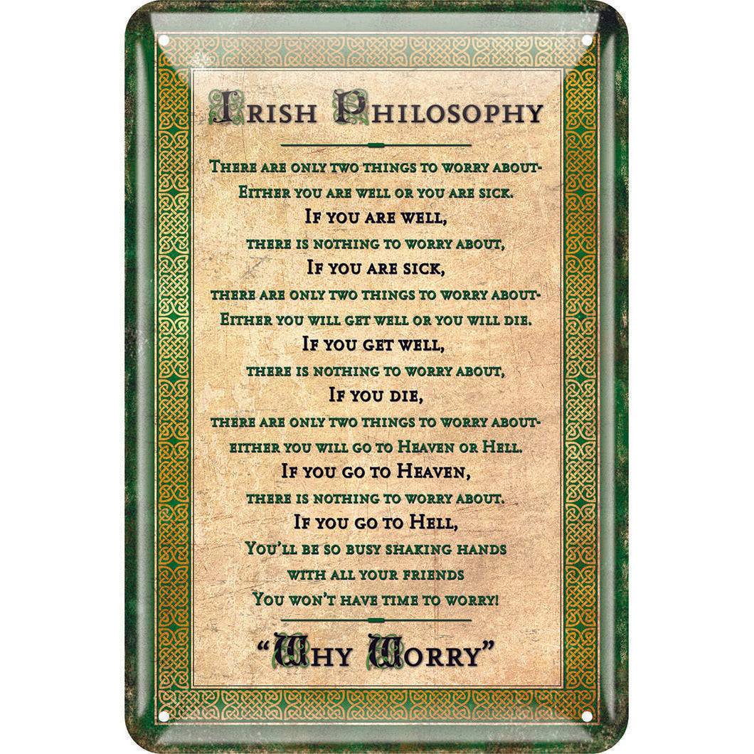 Irish Metal Sign With The Irish Philosophy Saying Designed With Celtic Border (20cm X 30cm)