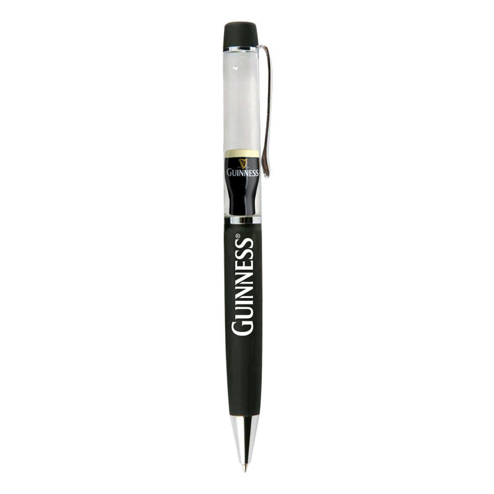 Black and silver pen with Guinness logo and clip on white background