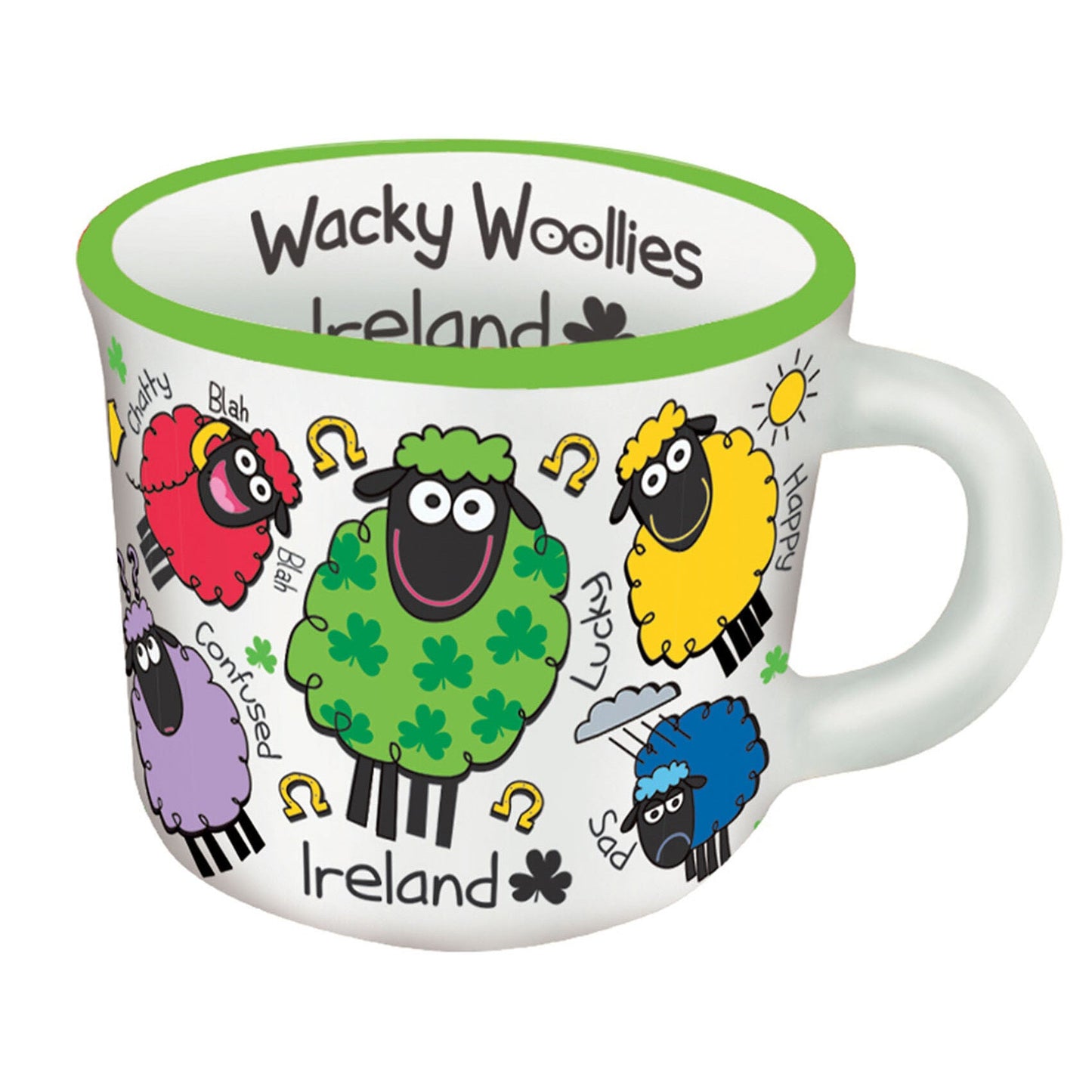 Wacky Woolies Designed Espresso Mug With Multicoloured Sheep Design