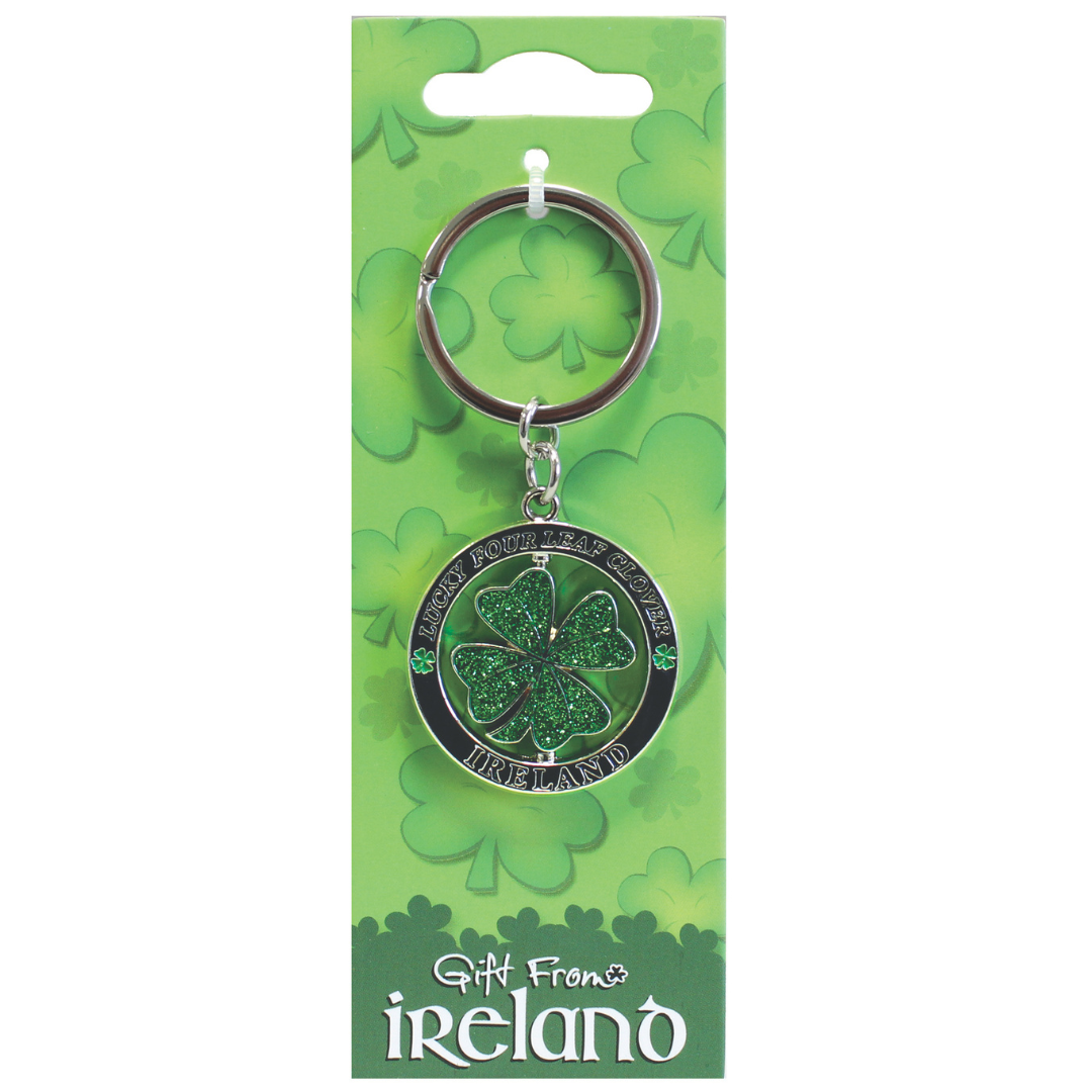 Lucky Irish Clover Spinner Keychain