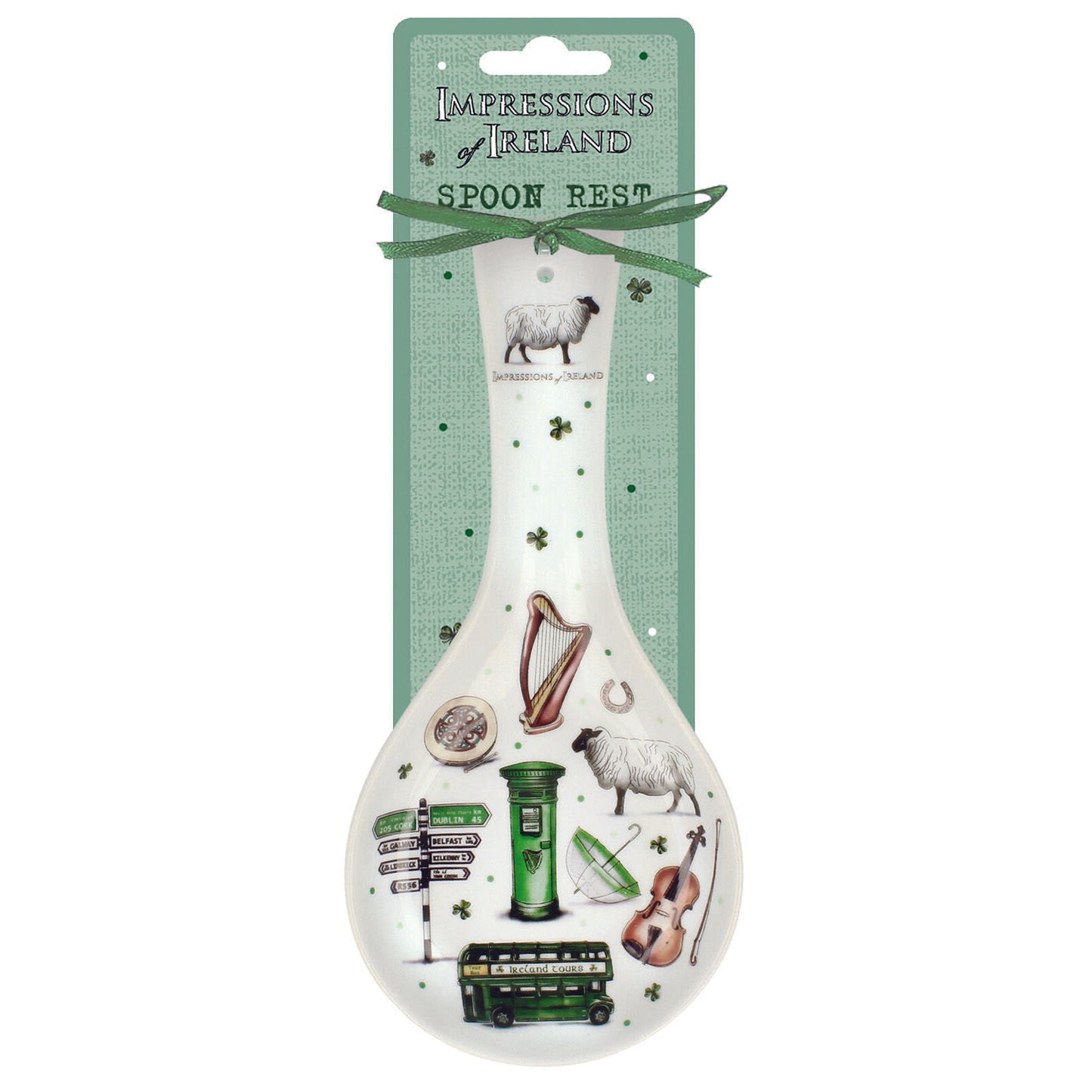Impressions Of Ireland White Ceramic Spoon Rest With Irish Scenes Design