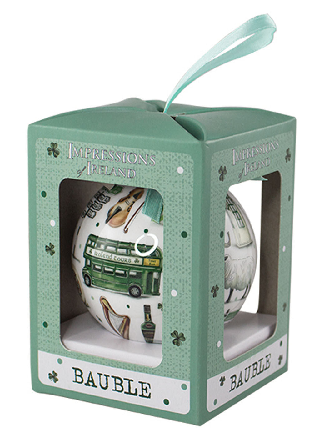 Impressions Of Ireland White Bauble With Irish Scenes Design