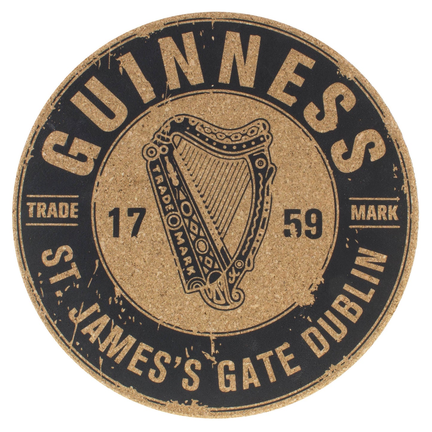 Guinness Cork Placemat With 1759 St. James's Gate Harp Design