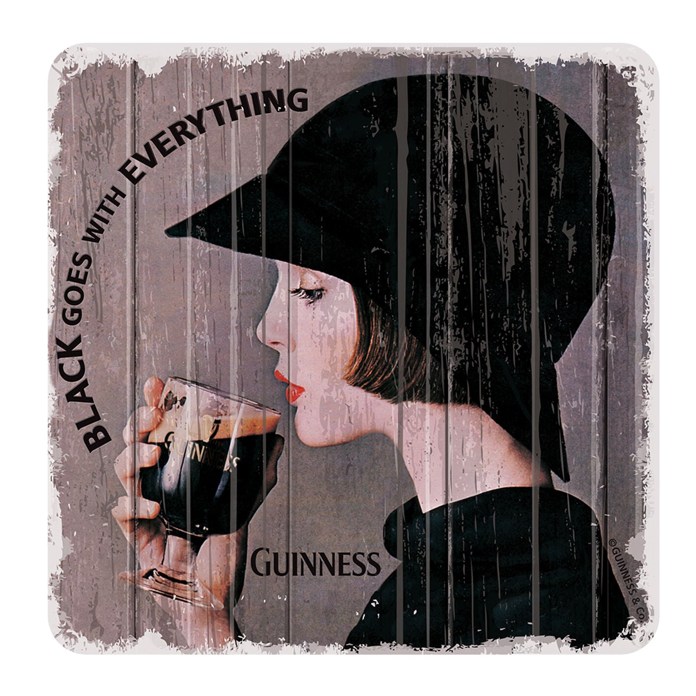 Nostalgic Guinness Coaster With Guinness Drinking Lady Design