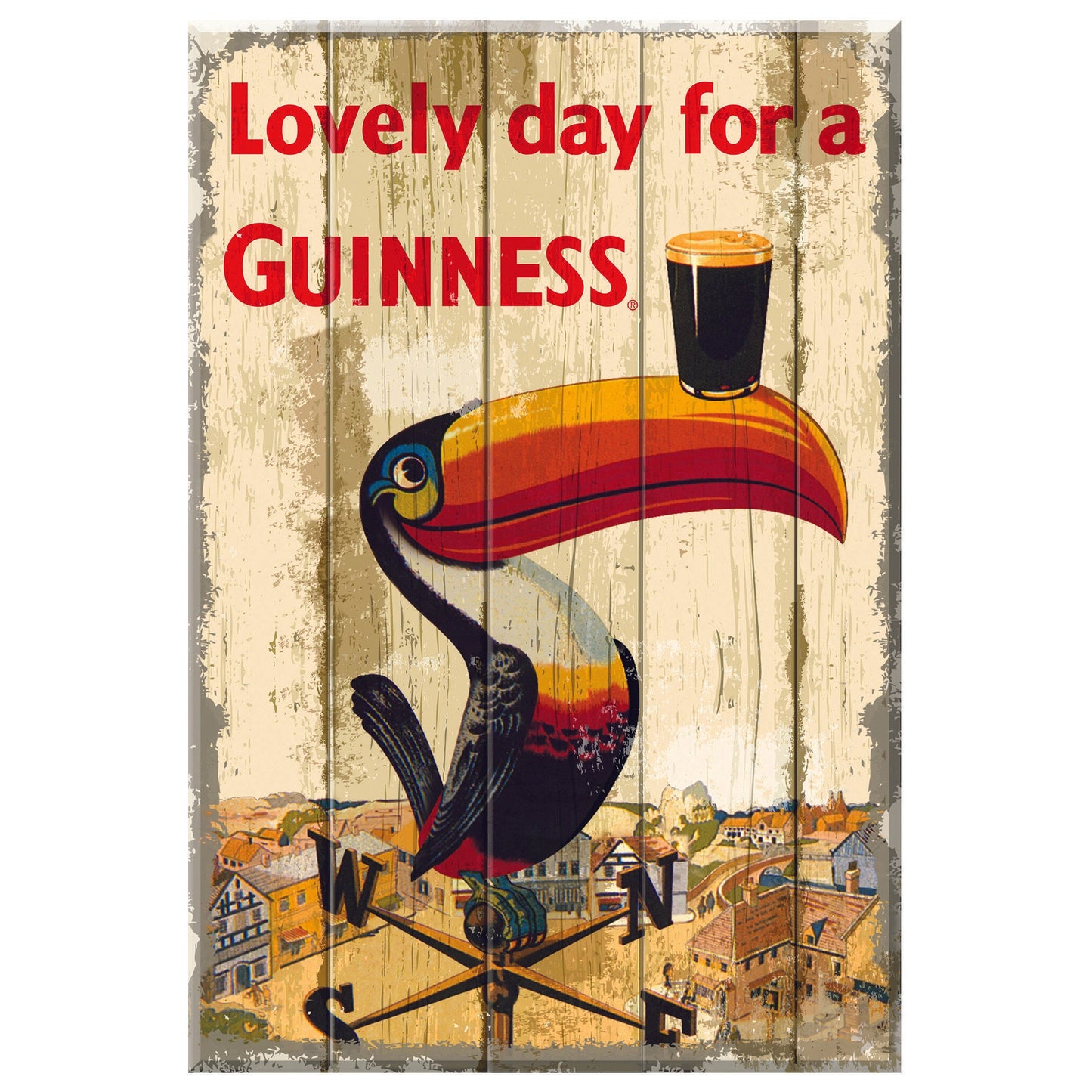 Wooden Guinness Sign With Toucan On Weathervane