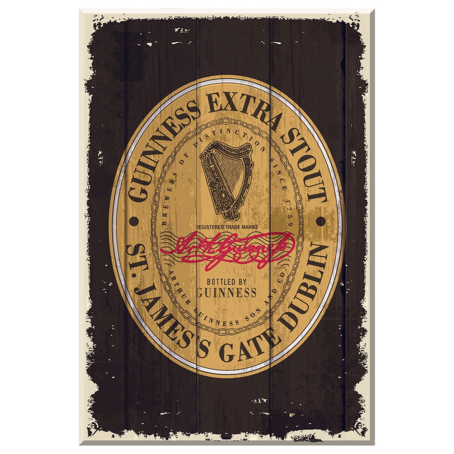 Nostalgic Guinness Wooden Sign With The Heritage Extra Stout Label