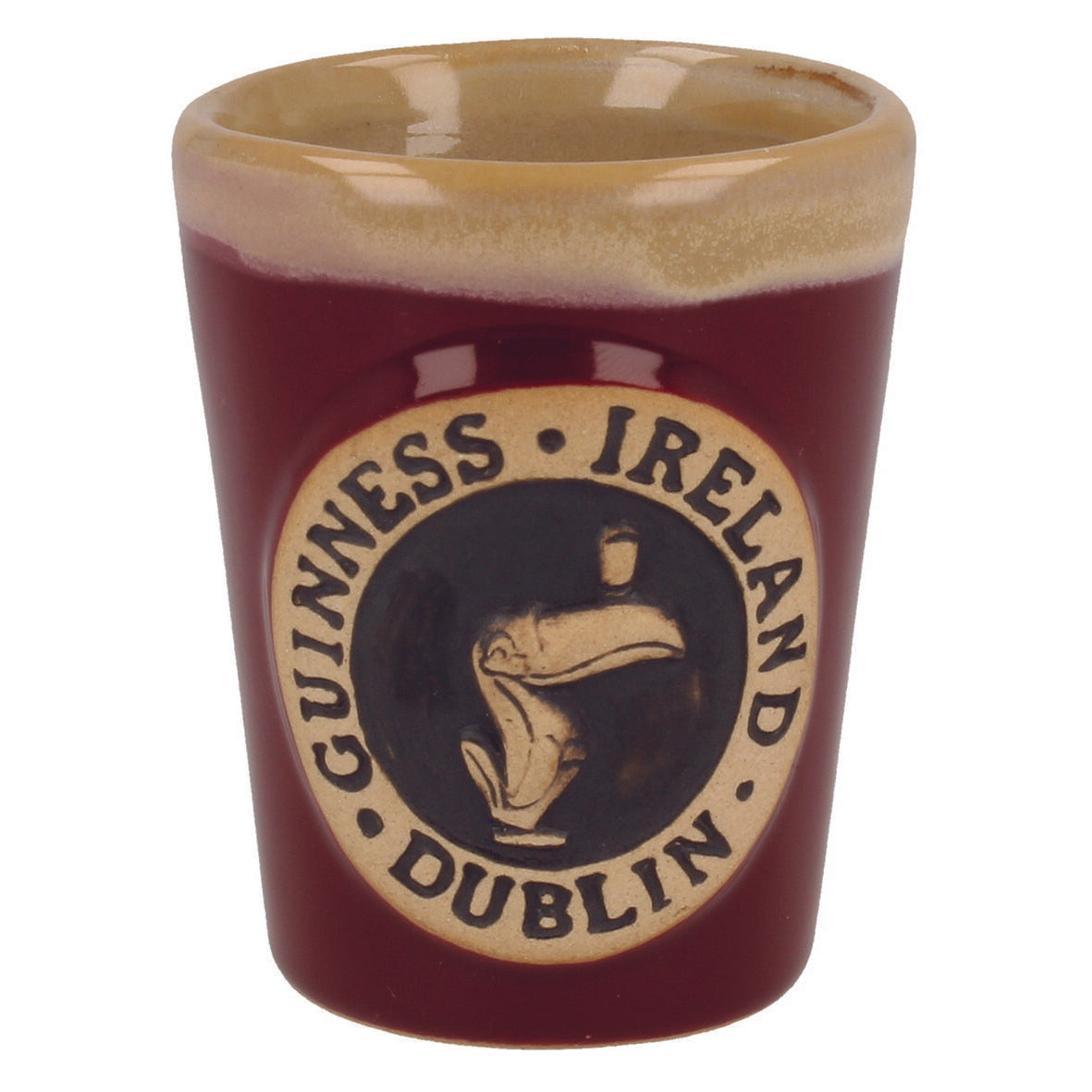 Guinness Pottery Shot Glass With Toucan Logo Design