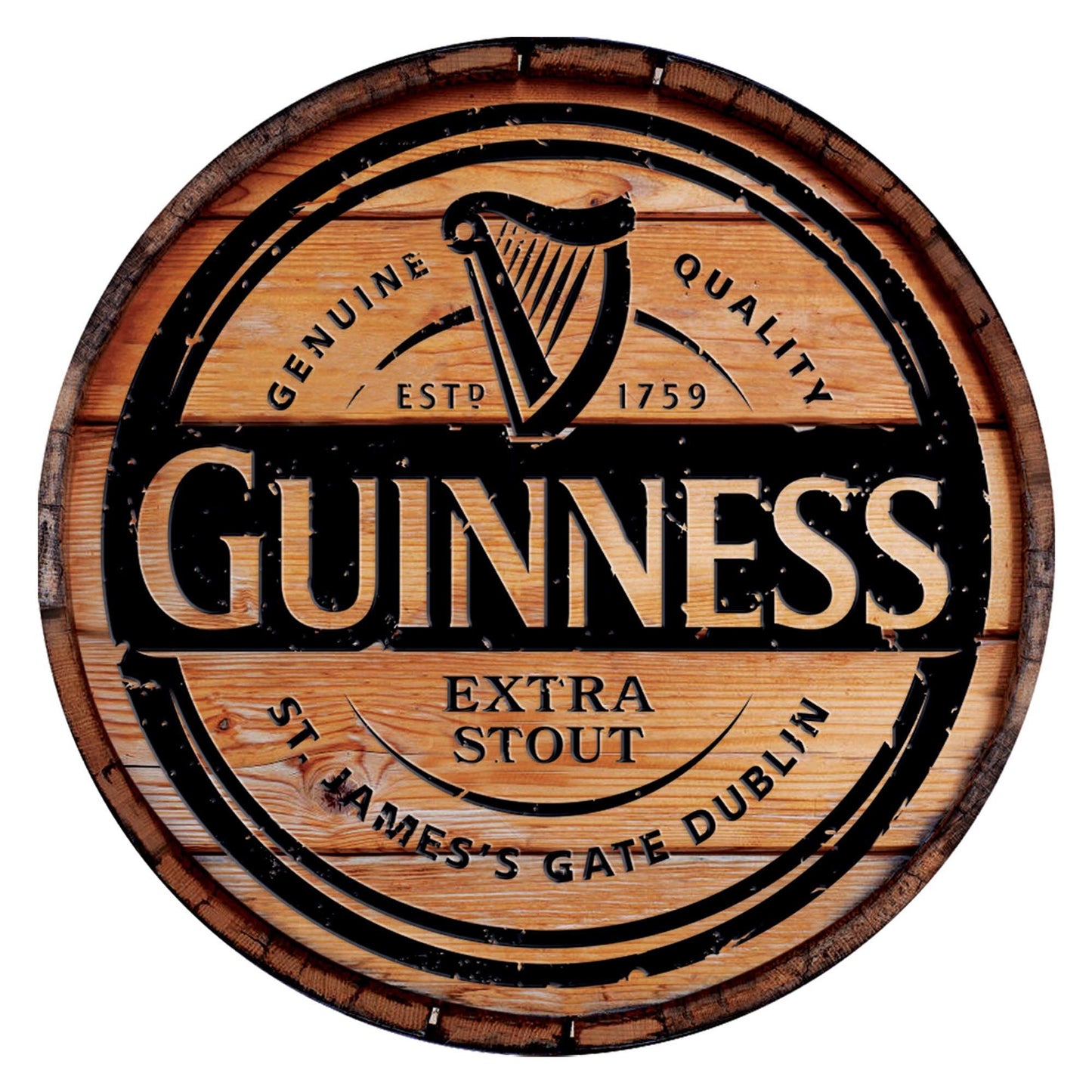 Guinness Extra Stout Label Wooden Bar Sign