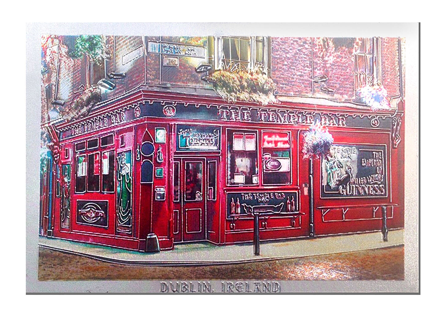 Ireland Foil Magnet Of The Famous Temple Bar Dublin Renowned For Its Whiskey