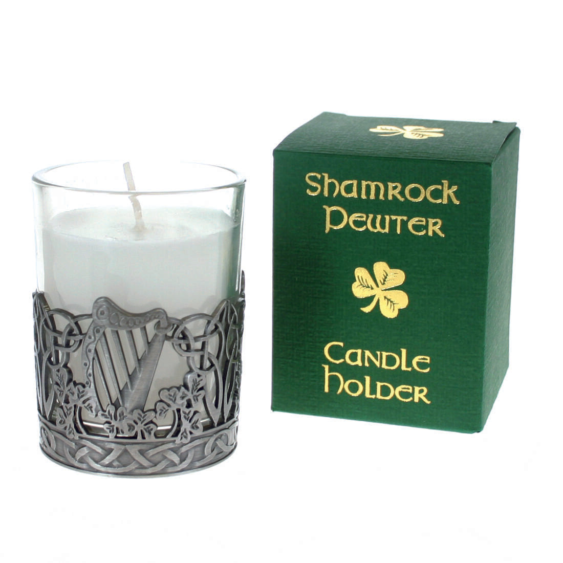 Pewter Candle Holder Harp