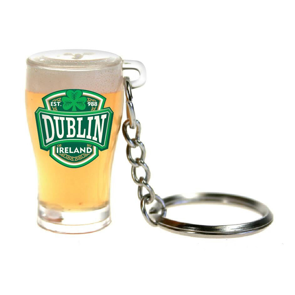 Pvc Pint Glass Keychain With Dublin Varsity Crest