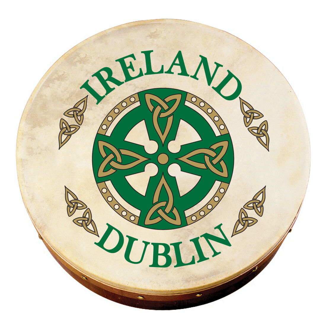 12 Bodhran With Dublin Celtic Cross Design Comes With Beater