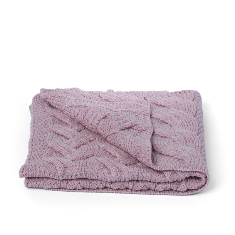 Aran Patchwork Teal Cot Throw