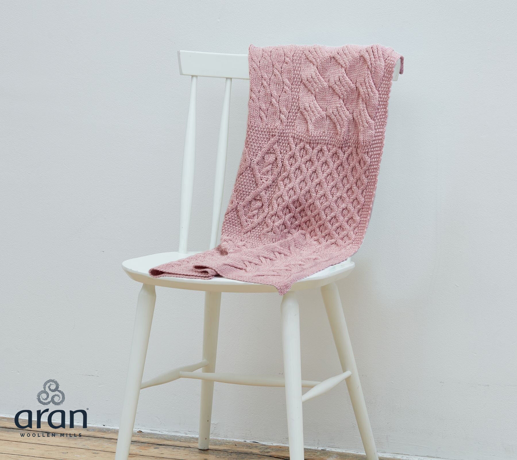 Aran Patchwork Teal Cot Throw