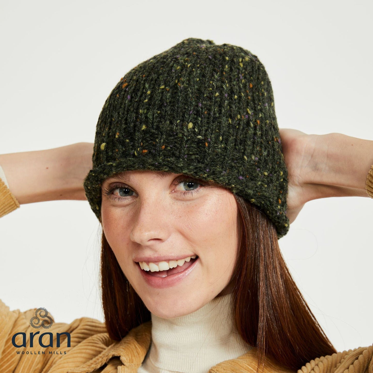 Roll Hem Wool Beanie Army Green