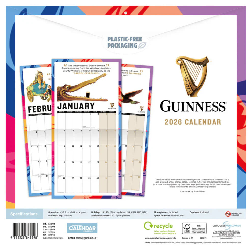 Guinness Wall Calendar 2026