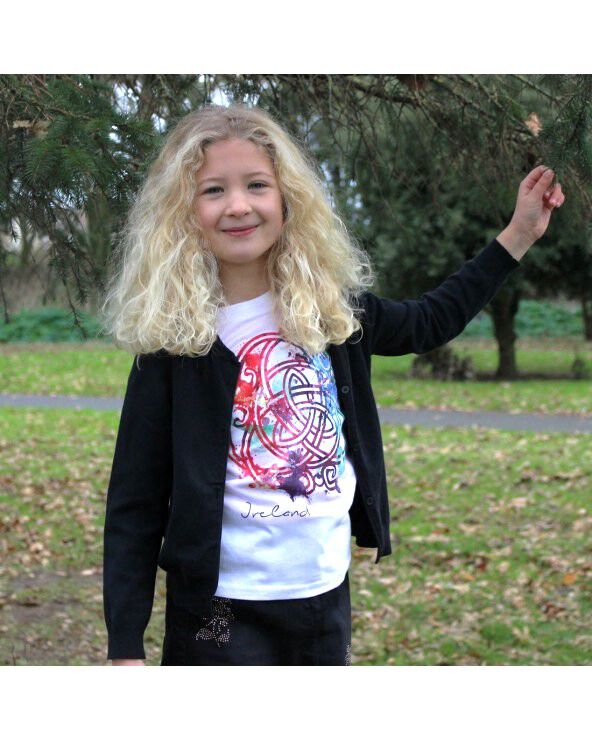 Kids Multicolored Celtic Knot Withful White T-Shirt
