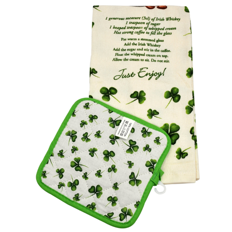 Irish Coffee Tea towel And Pot Holder Set
