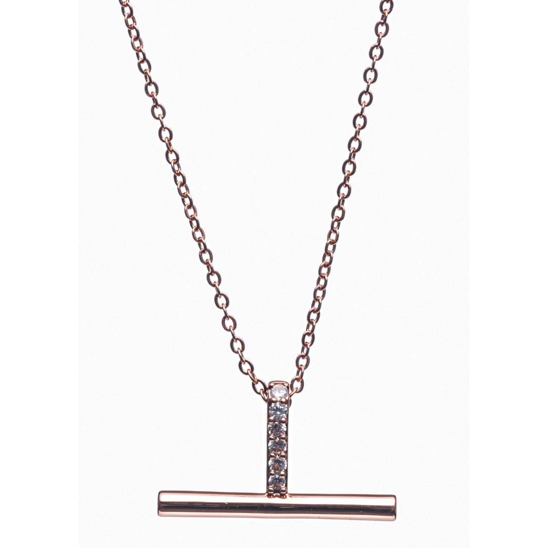 Rose Gold T Bar Necklace