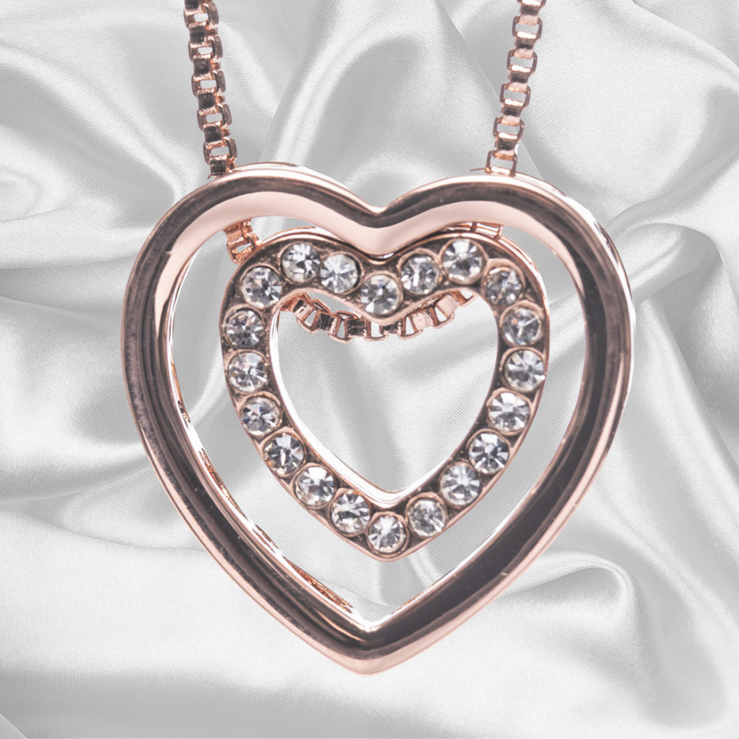 Rose Gold Heart Intertwined Necklace
