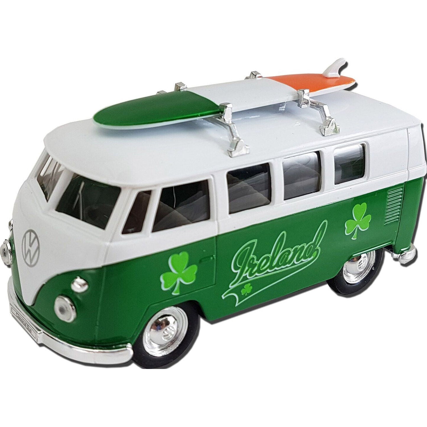 1963 Volkswagen T1 Model Bus With Ireland Design & A Surfboard On The Roof