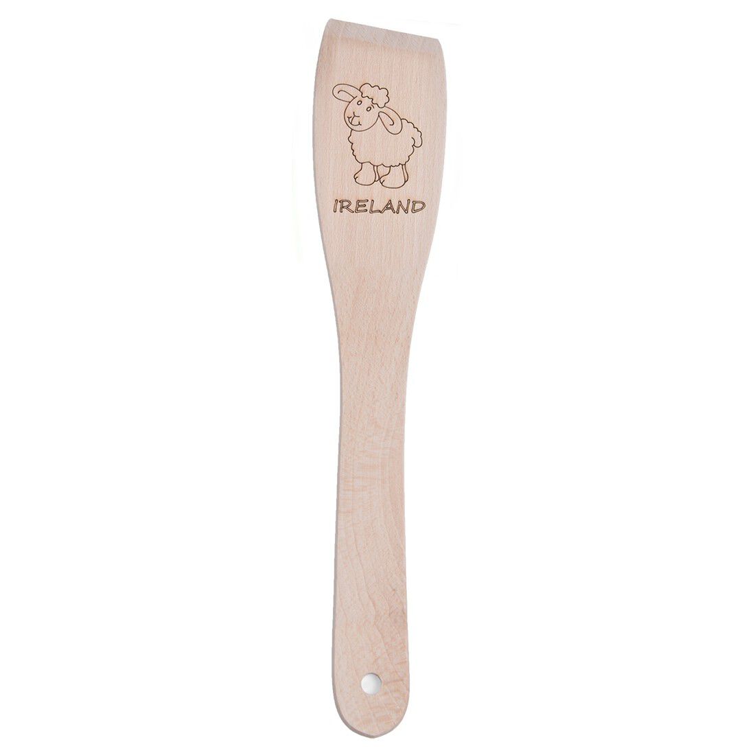 Unique Oak Wooden Spatula With With Sheep Design & Ireland Sign