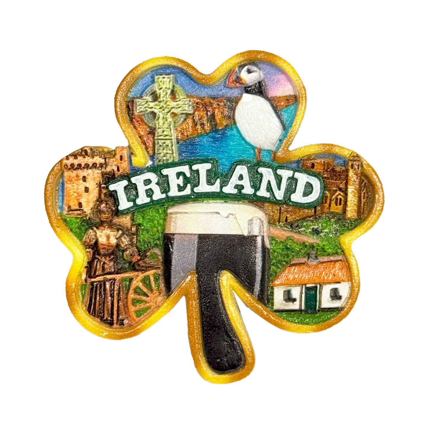 Ireland Shamrock Shaped Resin Magnet