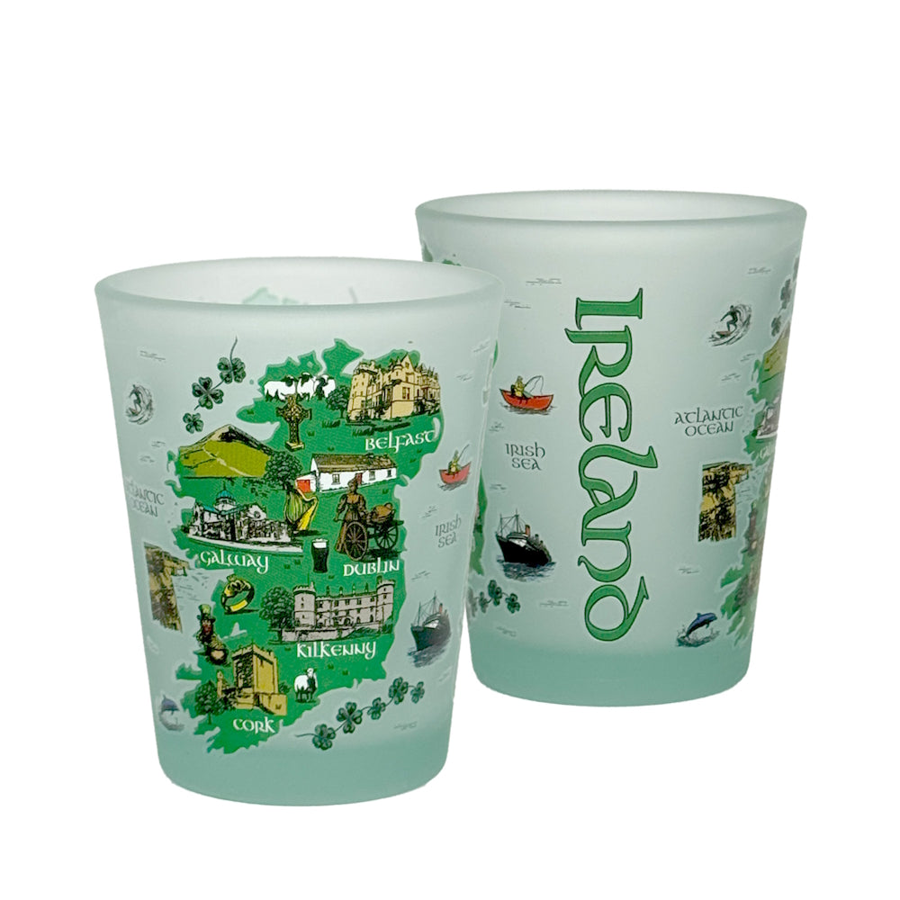 Ireland Map Frosted Shot Glass