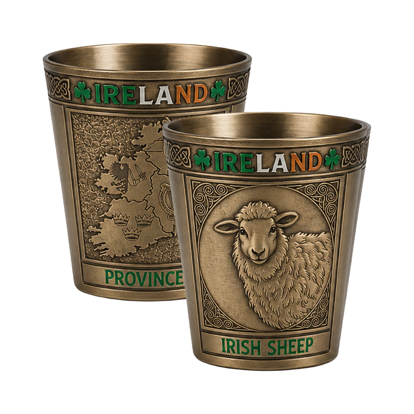 Ireland Symbols Gold Metal Shot Glass