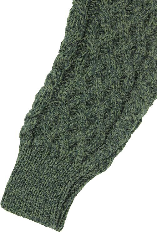 Ladies Aran Boyfriend Army Green Cardigan