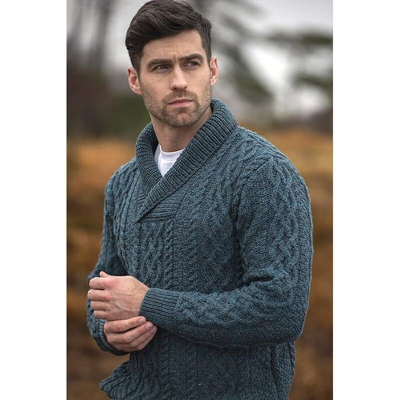 Men's Bunratty Shawl Collar Aran Sweater