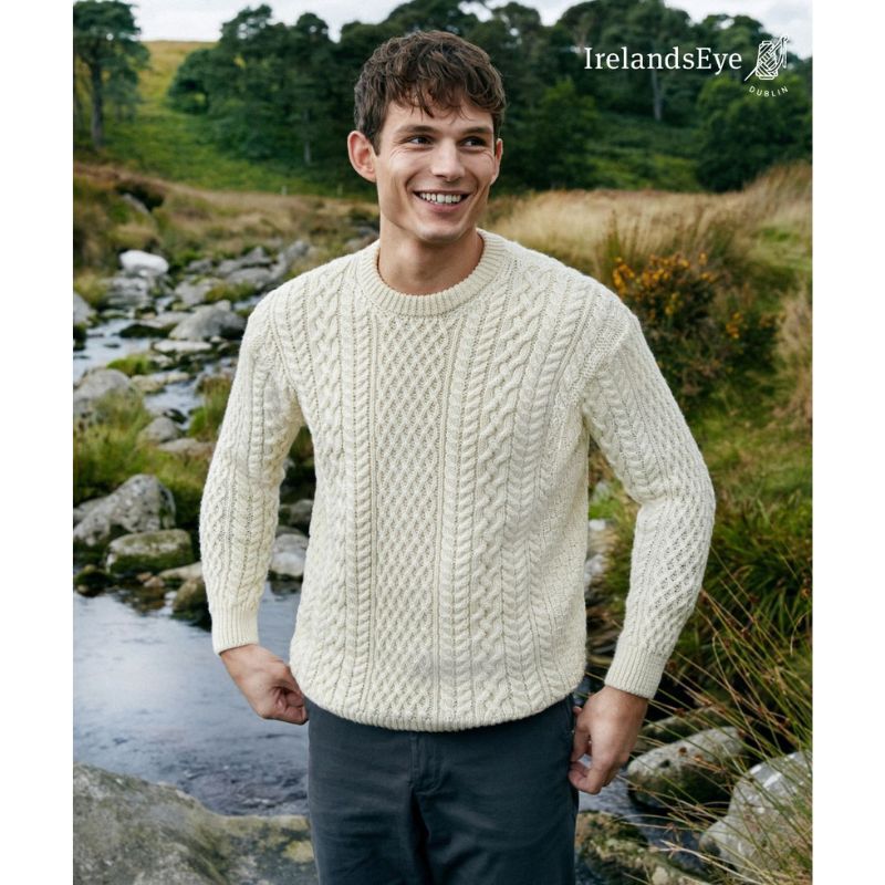 Men's Cuileann Aran Crew Neck Natural Sweater