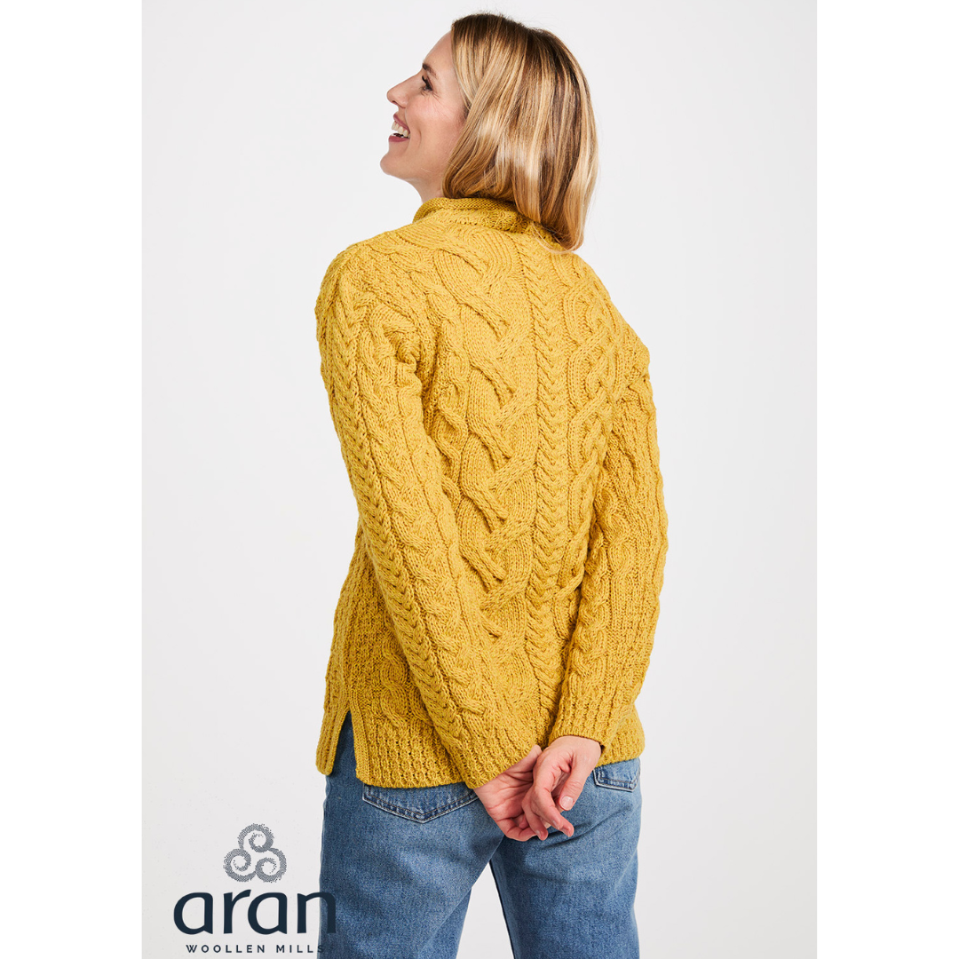 Ladies Asymmetrical Roll Neck Mustard Sweater