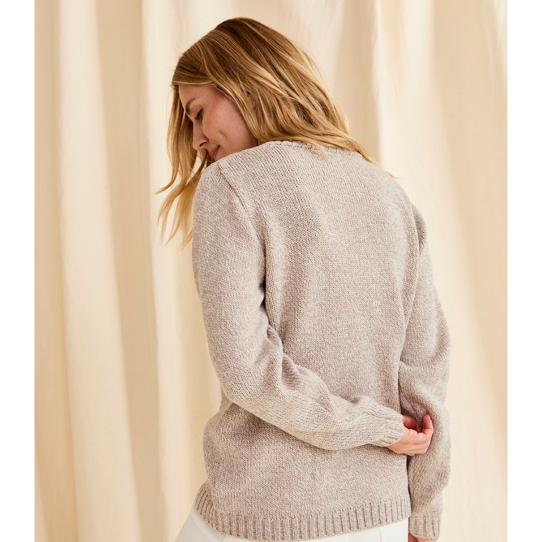 Ladies Aran Supersoft Crewneck Oatmeal Sweater