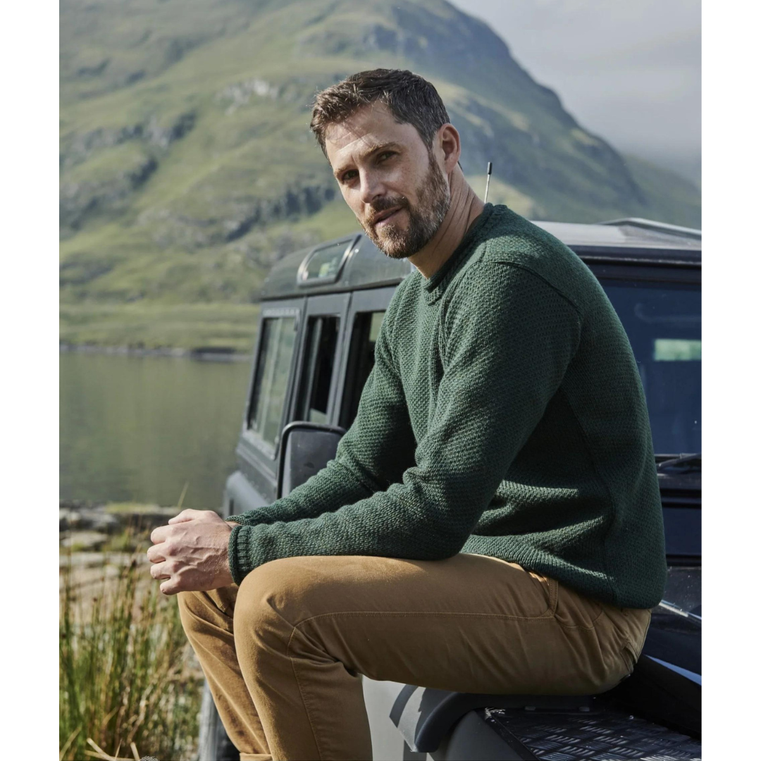 Men's Merino Wool Roll Neck Green Sweater