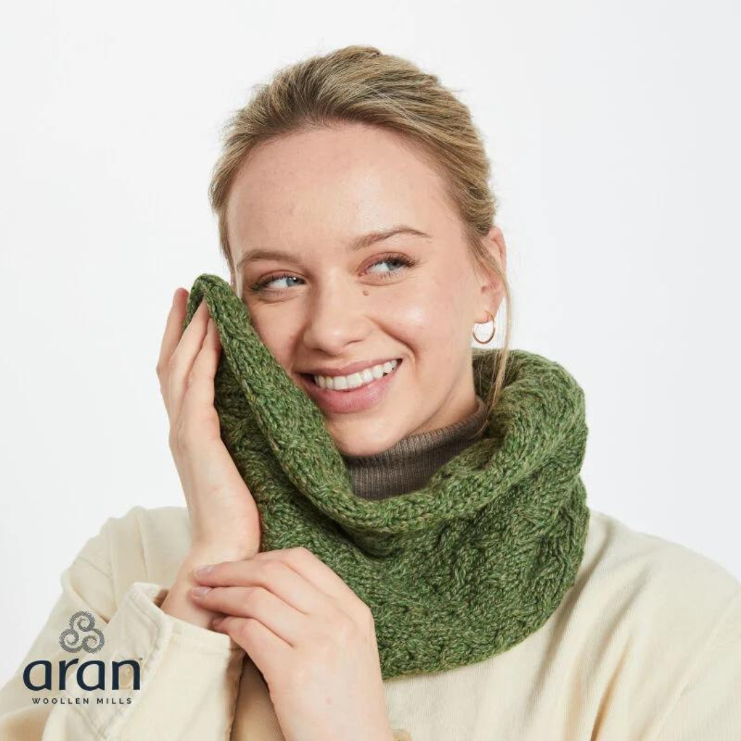 Ladies Super Soft Merino Wool Green Crossover Headband