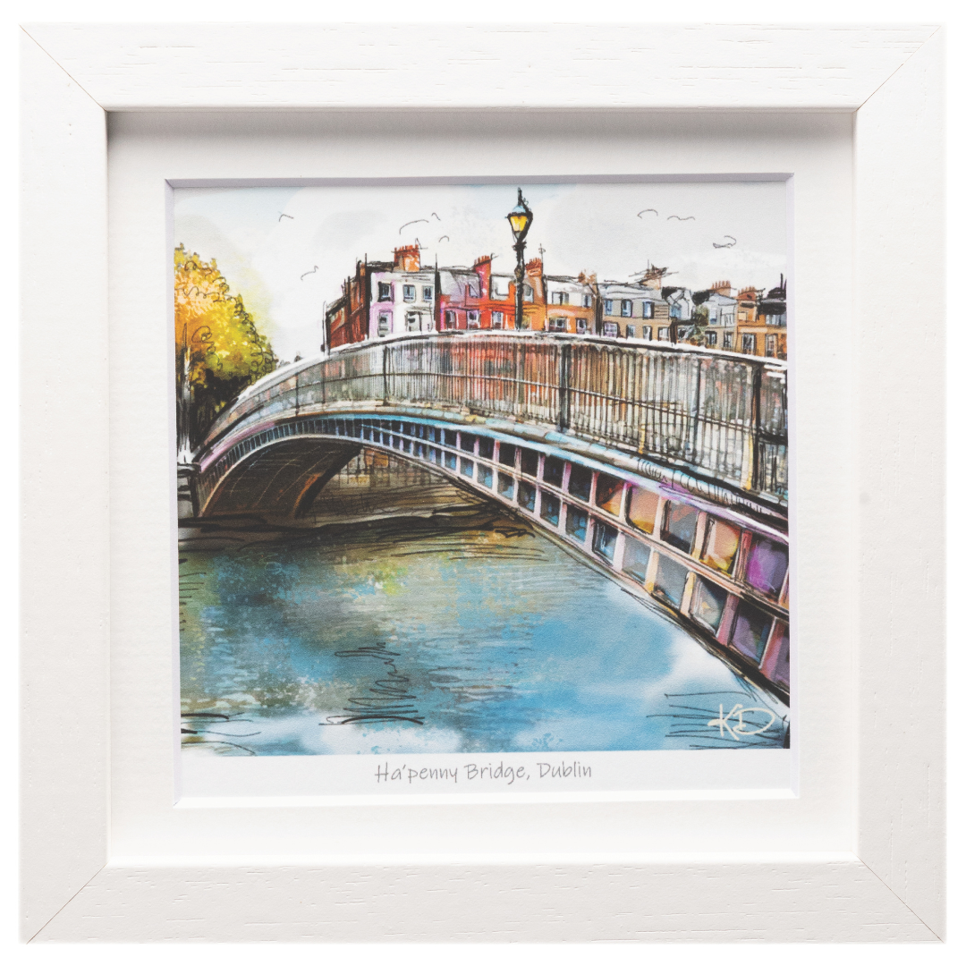 Ha'penny Bridge Dublin White Framed Print