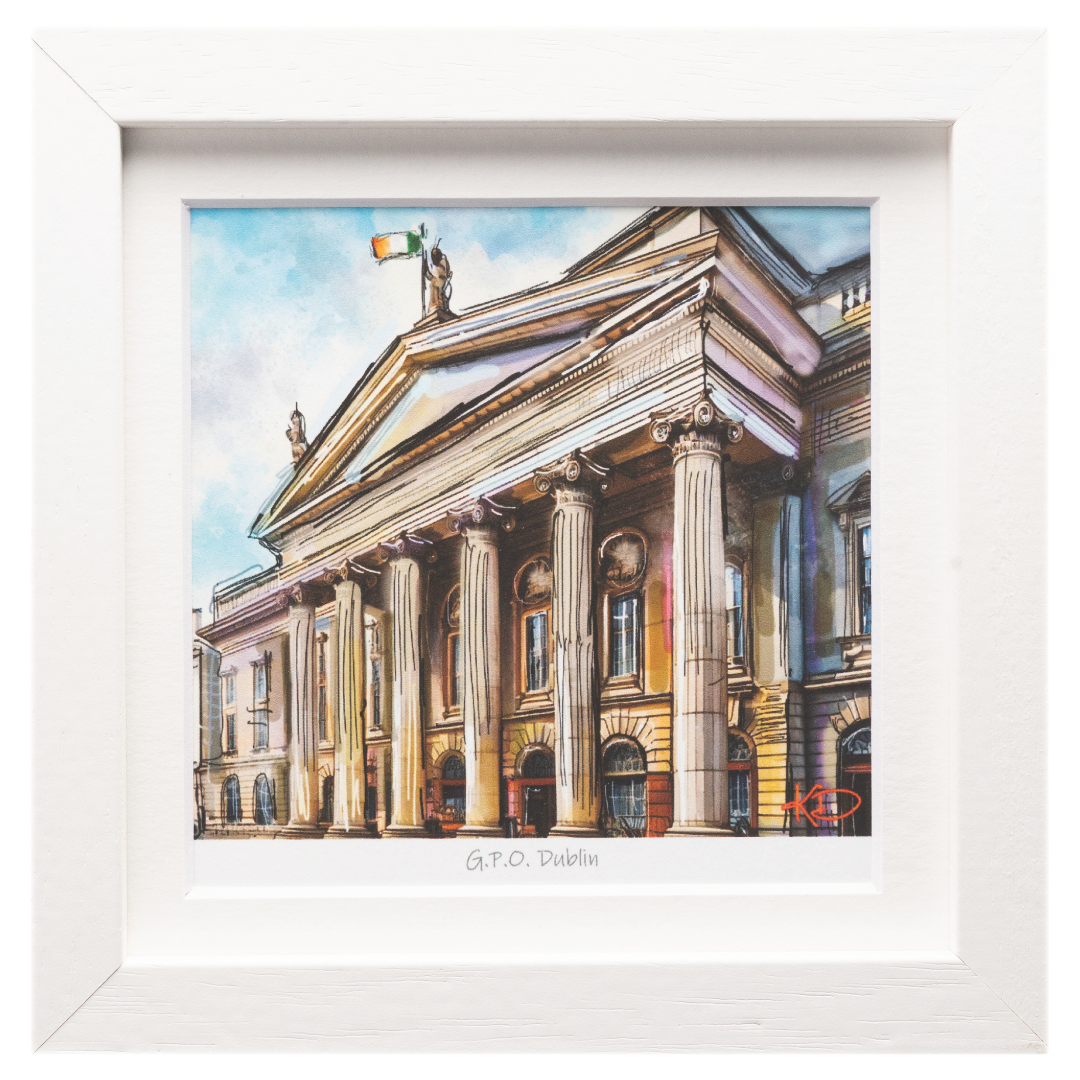General Post Office Dublin White Framed Print