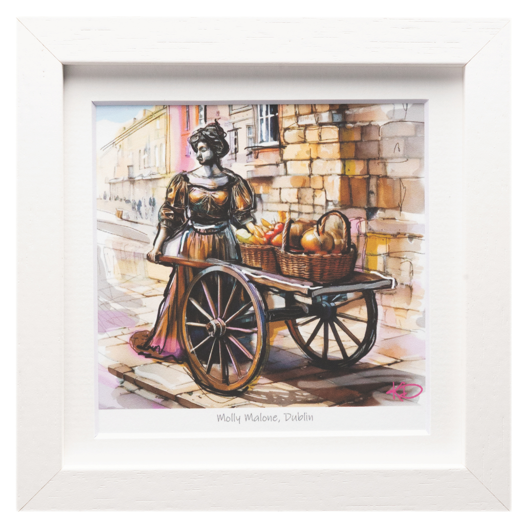 Molly Malone Dublin White Framed Print