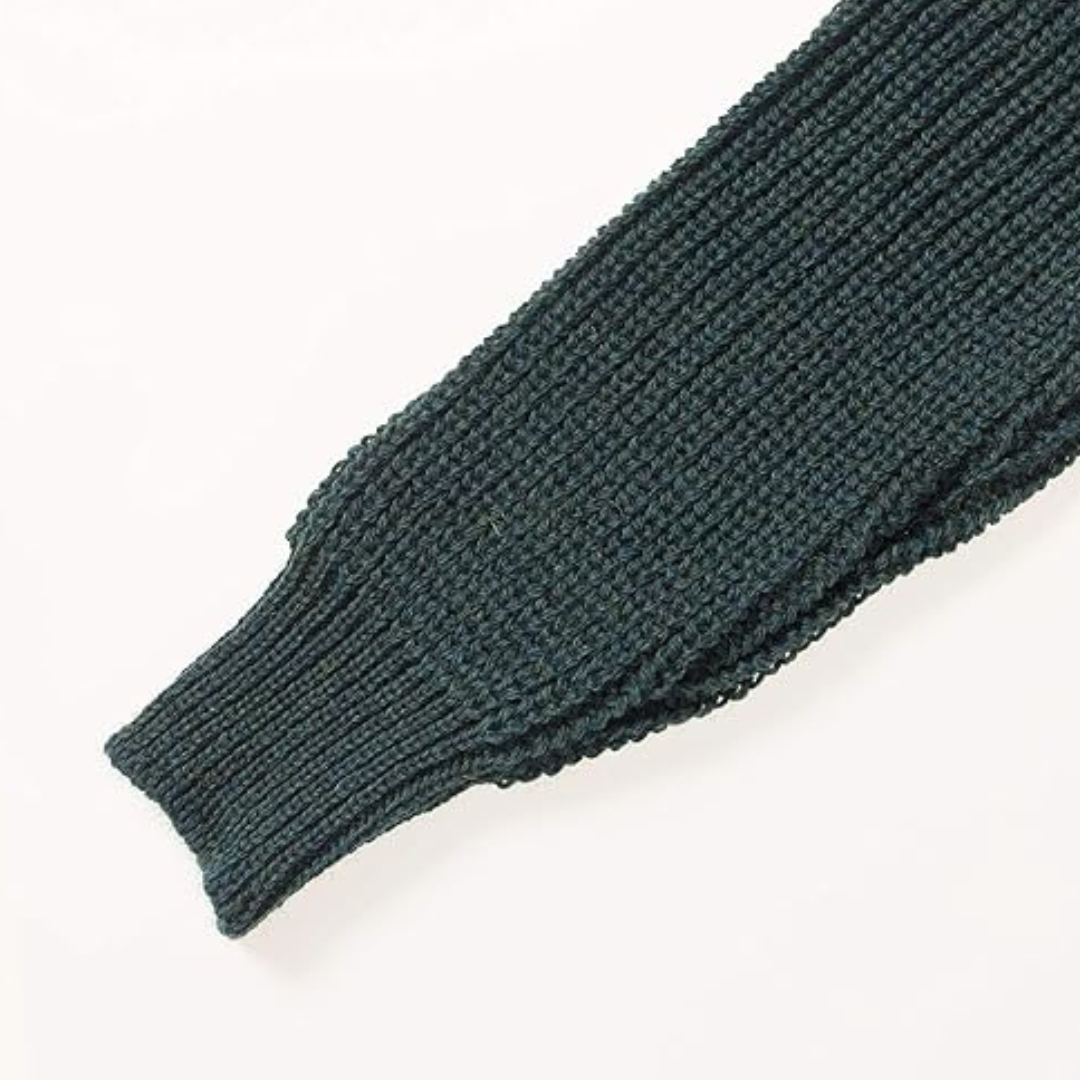Mens Fisherman Ribbed Aran Sweater Moss