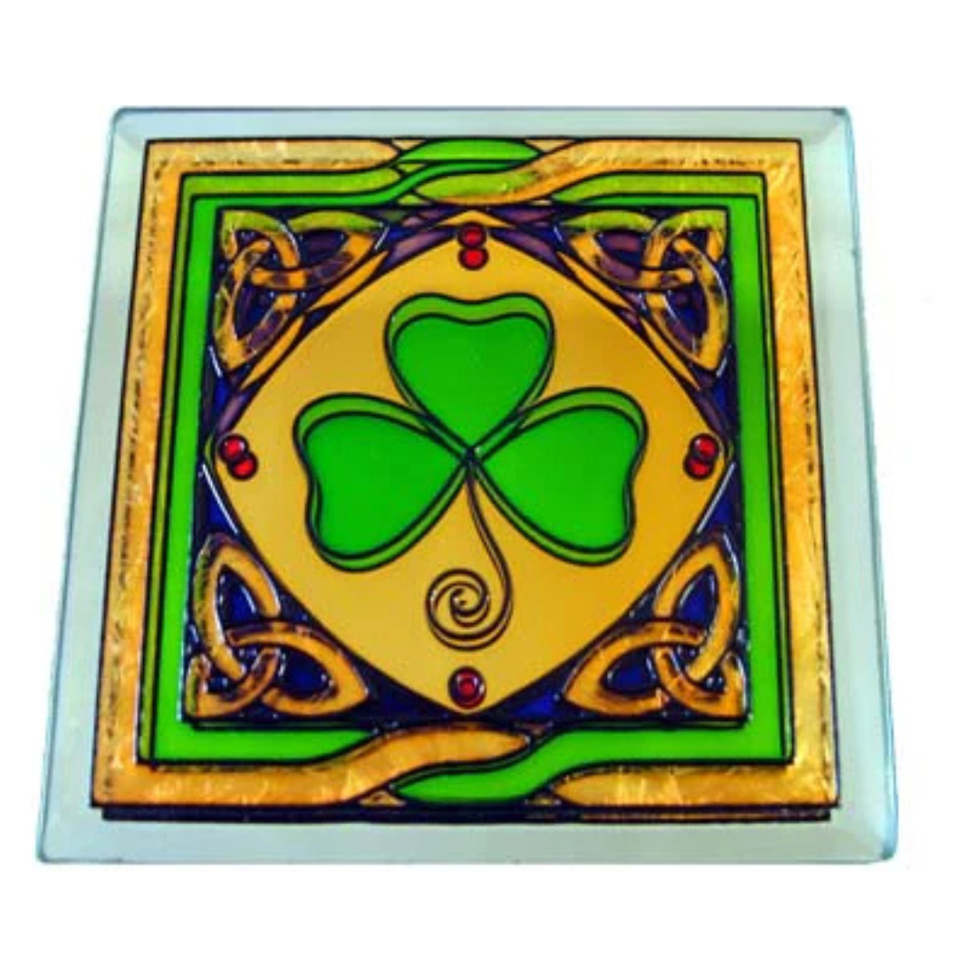 Stained Glass Shamrock Coaster