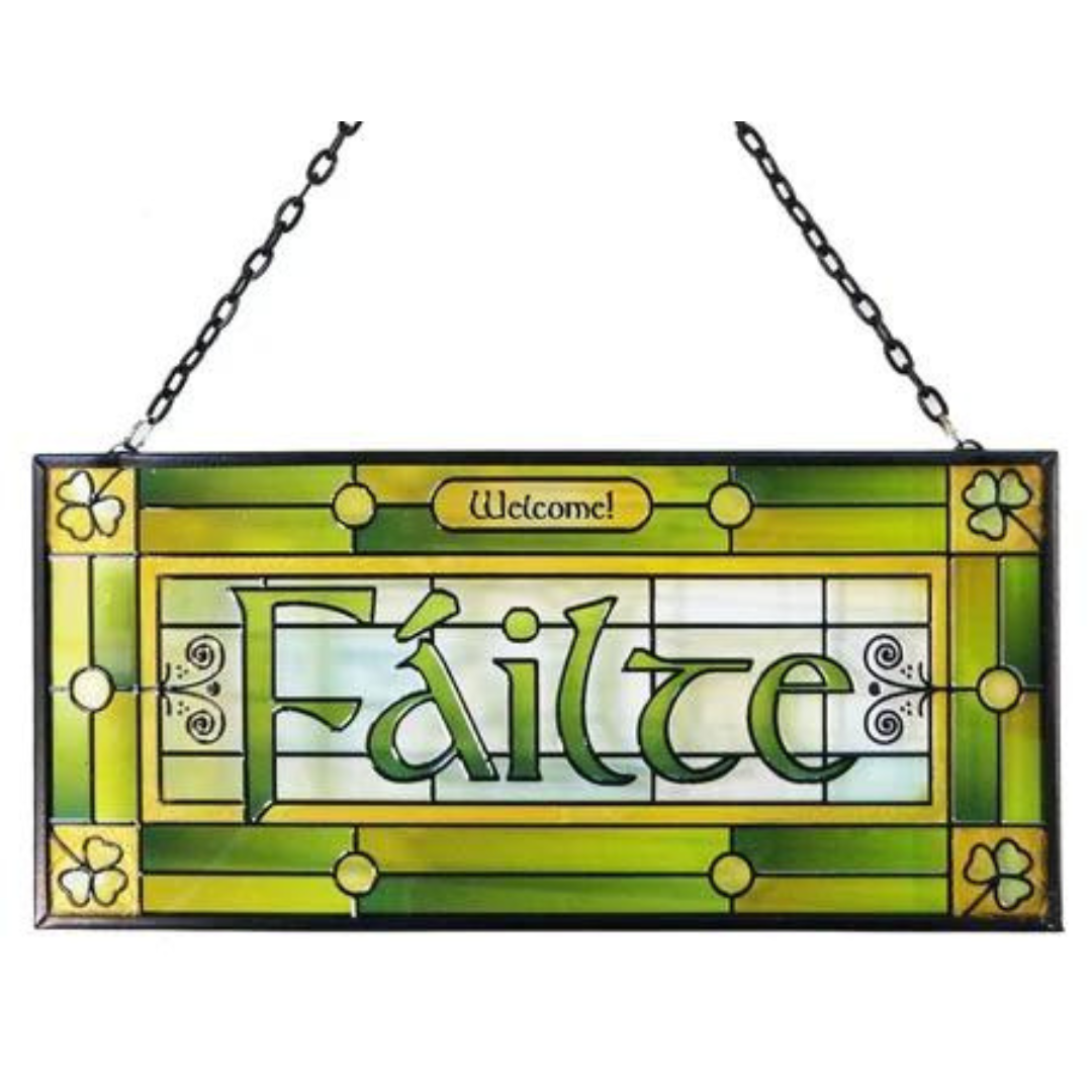 Failte Stained Glass Suncatcher Plaque