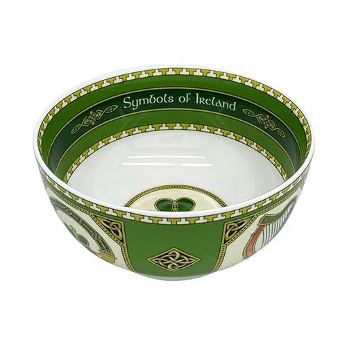Inside view of Symbols of Ireland 14cm bowl showing green interior and Celtic border.