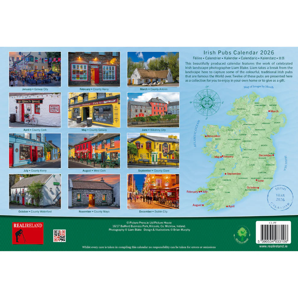 Irish Pubs A4 Calendar 2026