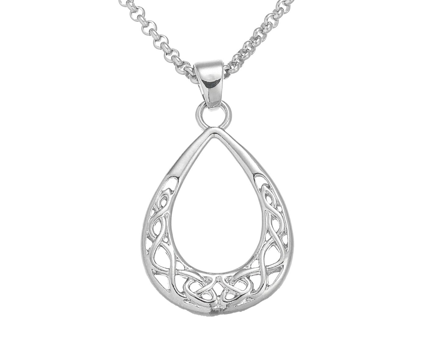 Silver Plated Celtic Weave Design Teardrop Pendant