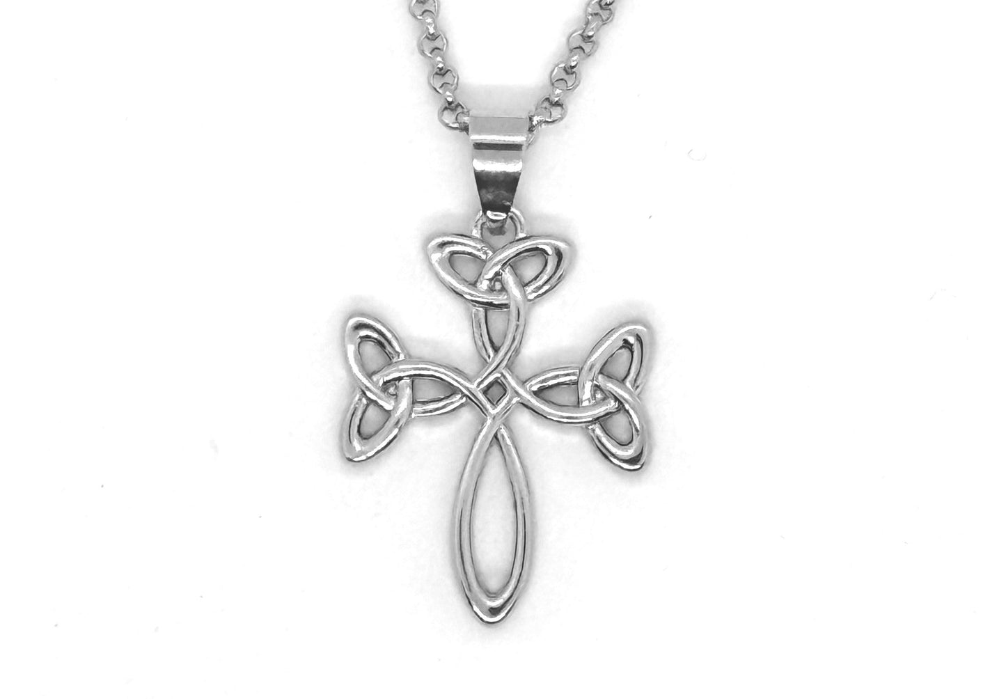 Silver Plated Trinity Knot Design Celtic Cross Pendant