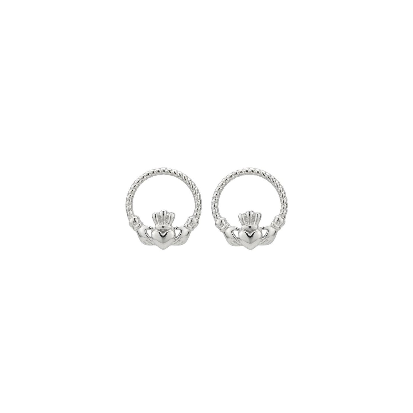 Platinum Plain Claddagh Earrings